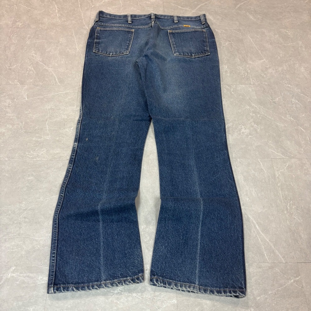 Vintage Rustler Mens Jeans 38x32 Dark Wash Straight Leg Denim Made in USA